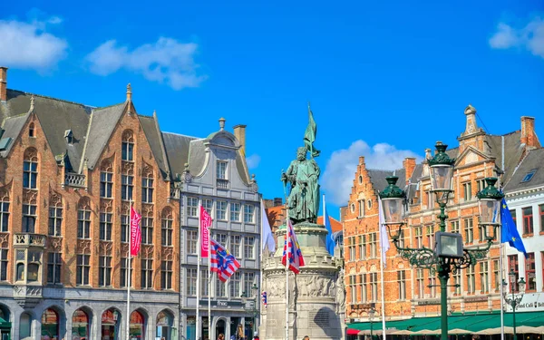 Bruges Flanders Belgium April 2019 Historical City Center Market Square — Stock Photo, Image