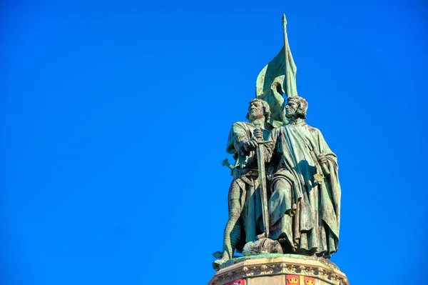 Jan Breydel Pieter Coninck Statue Located Historical City Center Market — Stock Photo, Image