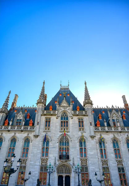 Provinciaal Hof Tribunale Provinciale Edificio Neogotico Sul Mercato Bruges Belgio — Foto Stock