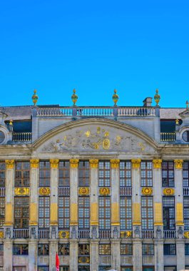 Grand Place veya Grote Markt'ta binalar ve mimari, Brüksel'in merkez meydanı, Belçika.