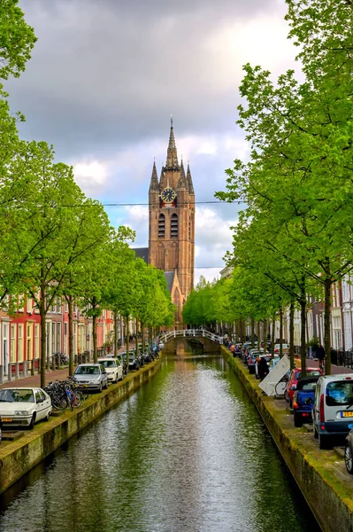 Delft Niederlande Mai 2019 Die Kanäle Und Wasserstraßen Der Stadt — Stockfoto