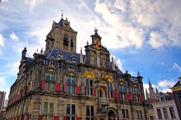 City Hall City Delft Netherlands Sunny Day — Stock Photo, Image