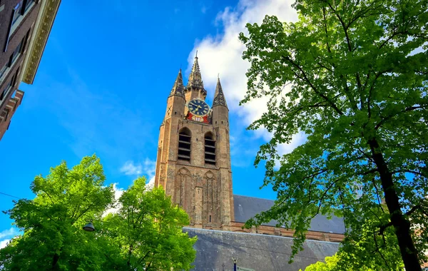 Oude Kerk Vecchia Chiesa Nella Città Delft Nei Paesi Bassi — Foto Stock