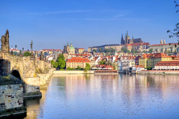 View Charles Bridge Vltava River Prague Castle Vitas Cathedral Prague — Stock Photo, Image