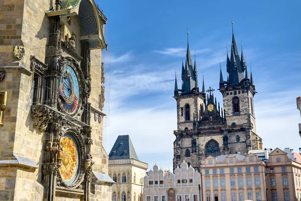 Horloge Astronomique Prague Située Ancienne Mairie Église Notre Dame Avant — Photo