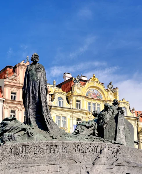 Jan Hus Anıt Standları Bir Sonu Eski Şehir Meydanı Prag — Stok fotoğraf