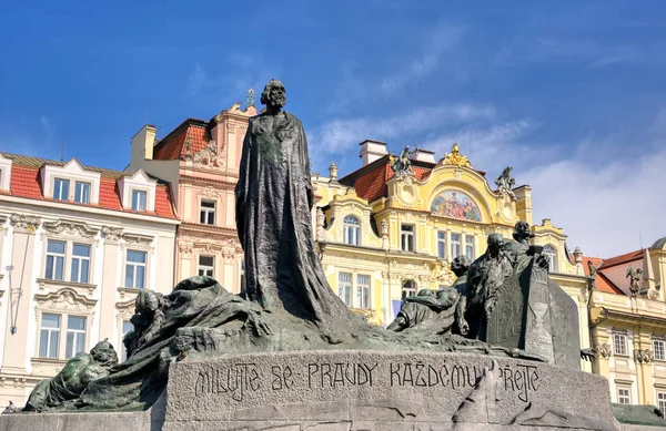 Jan Hus Anıt Standları Bir Sonu Eski Şehir Meydanı Prag — Stok fotoğraf