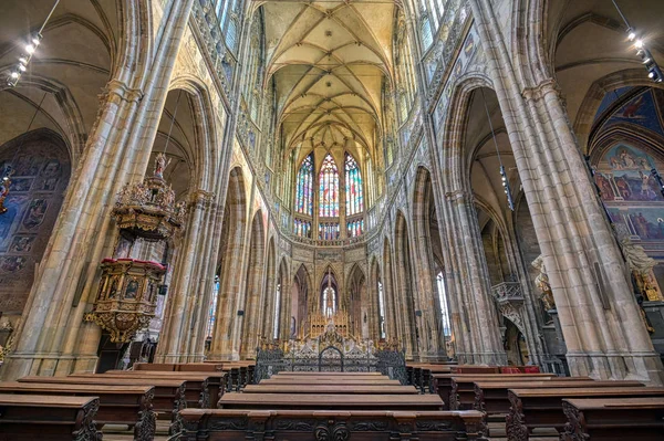Praga República Checa Maio 2019 Interior Catedral São Vito Dentro — Fotografia de Stock
