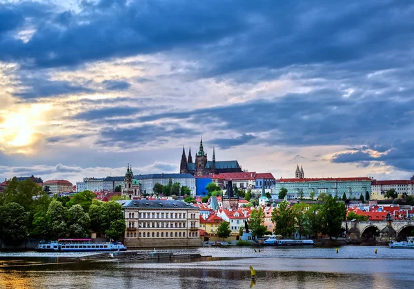 Blick Auf Die Prager Burg Über Die Moldau Prag Tschechische — Stockfoto