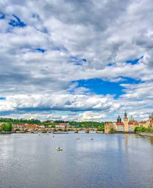 Vue Vieille Ville Prague Pont Charles Sur Rivière Vltava Prague — Photo