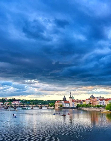 Vue Vieille Ville Prague Pont Charles Sur Rivière Vltava Prague — Photo