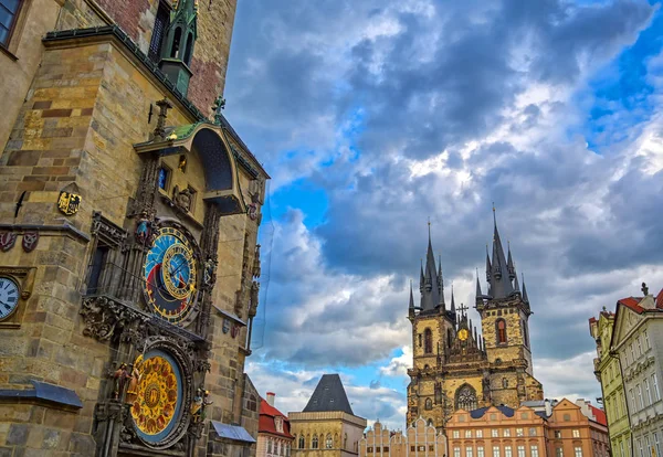 Die Prager Astronomische Uhr Die Sich Alten Rathaus Und Der — Stockfoto