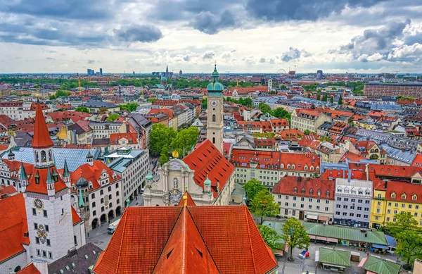 Flygfoto Över München Bayern Tyskland Molnig Dag — Stockfoto