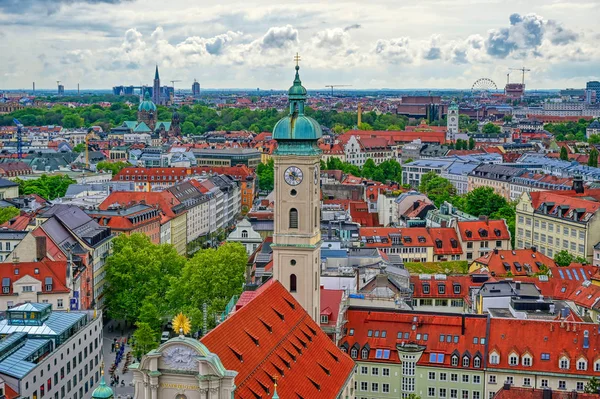 Une Vue Aérienne Munich Bavière Allemagne Par Une Journée Nuageuse — Photo