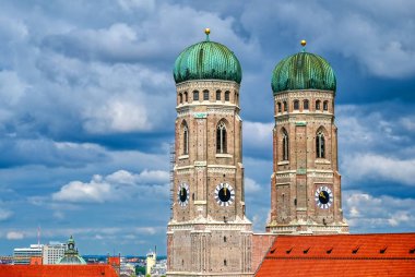 The Frauenkirche, or Cathedral of Our Dear Lady) located in Munich, Bavaria, Germany.  clipart