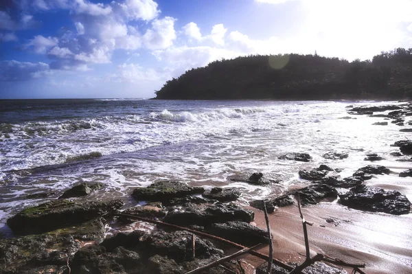 Una Playa Costa Kauai Hawai —  Fotos de Stock