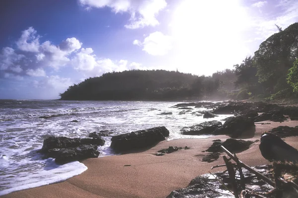 Una Spiaggia Sulla Costa Kauai Hawaii — Foto Stock