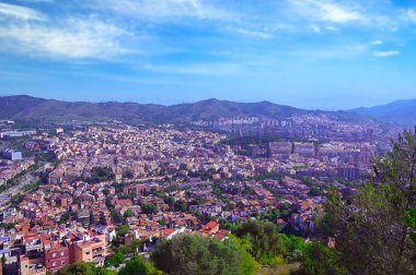 İspanya, Barselona 'nın açık bir günde havadan görünüşü.