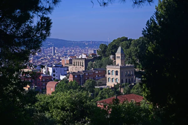 Eine Luftaufnahme Von Barcelona Spanien Einem Klaren Tag — Stockfoto