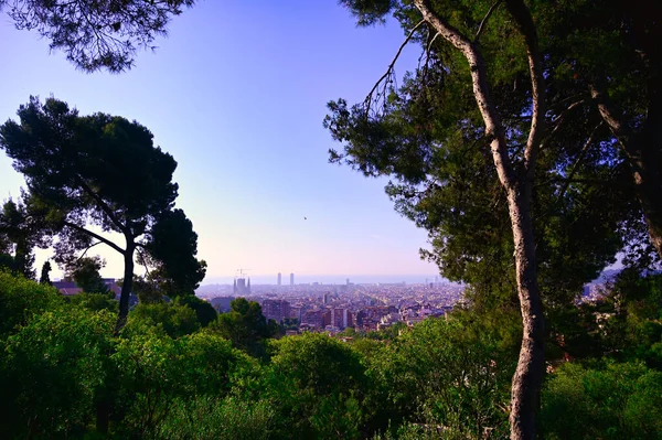 Una Vista Aerea Barcellona Spagna Una Giornata Limpida — Foto Stock