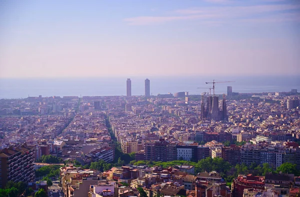 Flygfoto Över Barcelona Spanien Klar Dag — Stockfoto