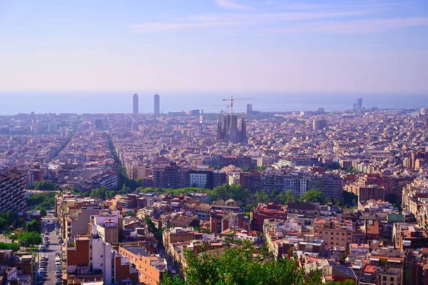 Spanya Barselona Nın Açık Bir Günde Havadan Görünüşü — Stok fotoğraf