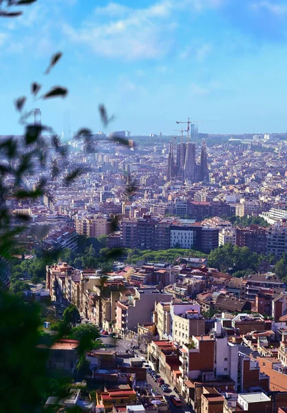 Spanya Barselona Nın Açık Bir Günde Havadan Görünüşü — Stok fotoğraf