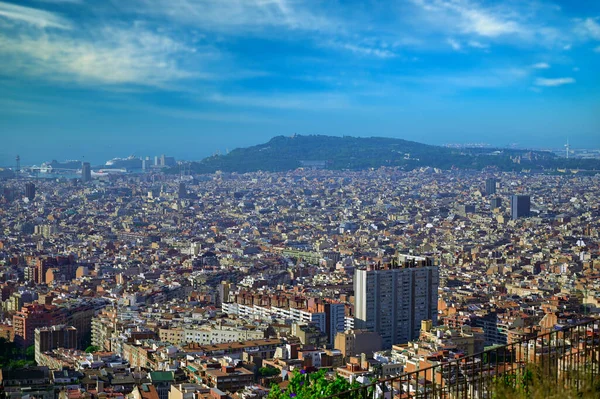 Spanya Barselona Nın Açık Bir Günde Havadan Görünüşü — Stok fotoğraf