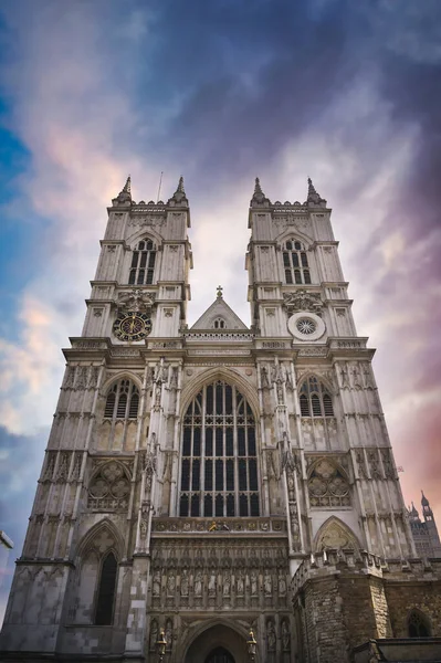 Zachód Słońca Nad Opactwem Westminster Londynie Anglia Wielkiej Brytanii — Zdjęcie stockowe