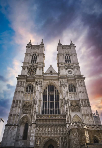 Zachód Słońca Nad Opactwem Westminster Londynie Anglia Wielkiej Brytanii — Zdjęcie stockowe