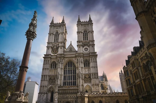 Pôr Sol Sobre Abadia Westminster Londres Inglaterra Reino Unido — Fotografia de Stock