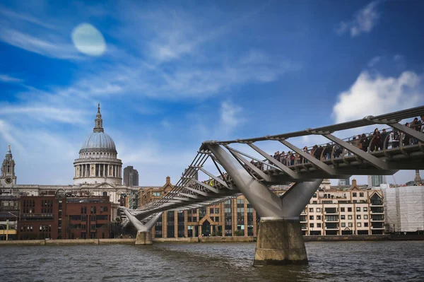 Widok Tamizę Katedry Pawła Panoramy Londynu Wielka Brytania — Zdjęcie stockowe