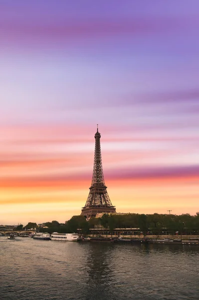 Zonsondergang Boven Eiffeltoren Seine Parijs Frankrijk — Stockfoto