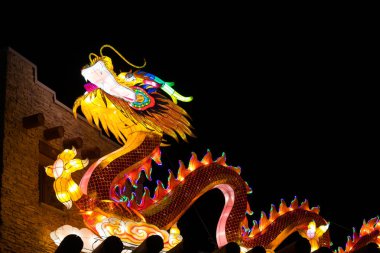 Dragon Albuquerque, kutlama Çin yeni yılı ışıklar. İpek Dragon fener. Çin geleneksel sanat Zigong, Çin'den zanaatkarlar tarafından Handcrafted