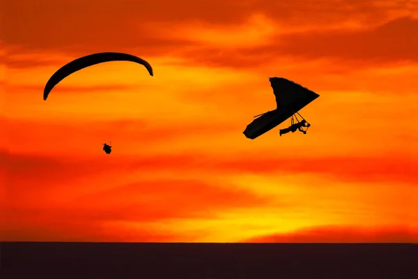 Hang glider, para sail at sunset Torrey Pines California