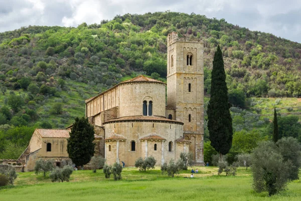 Sant Antimo Klooster Toscane Buurt Van Montalcino — Stockfoto