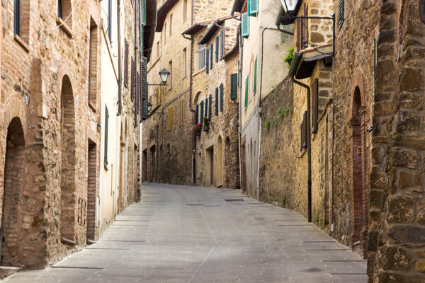 Old town and streets in Montalcino in Tuscany