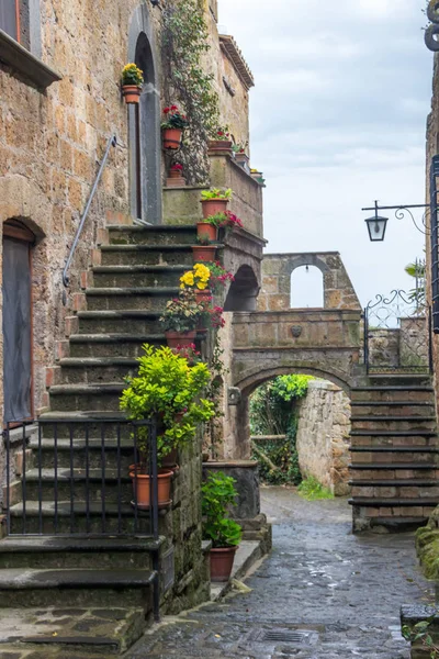 Régi Város Utcája Civita Bagnoregio Olaszország Umbria — Stock Fotó