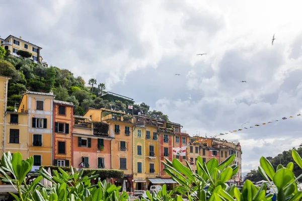 Calles Playa Coloridas Casas Colina Portofino Liguria Italia — Foto de Stock