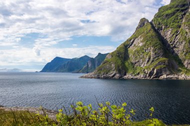 Lofoten Norveç'te denizde dışında büyüyen dağlar