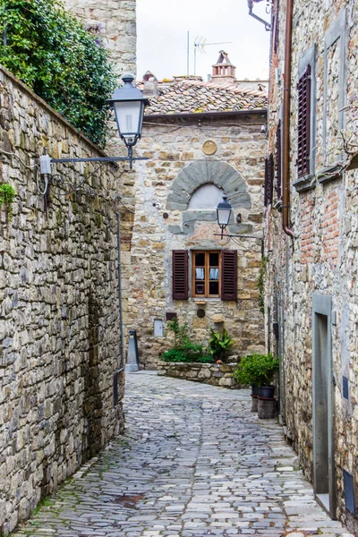 Straten Gebouwen Montefioralle Old Village Toscane — Stockfoto