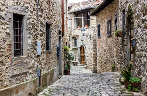 Straten Gebouwen Montefioralle Old Village Toscane — Stockfoto