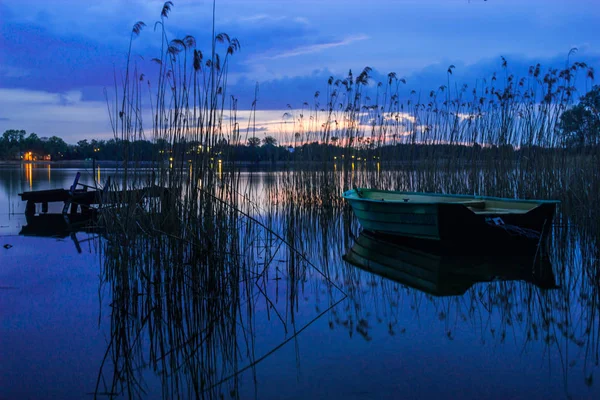 Färgglad Solnedgång Sjön — Stockfoto