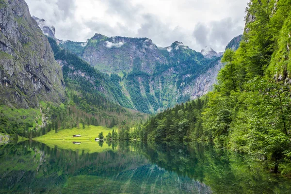 Lago Montanha Obersee Baviera Nos Alpes — Fotografia de Stock