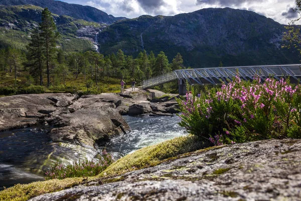 挪威的Likholefossen瀑布和山区河流 — 图库照片