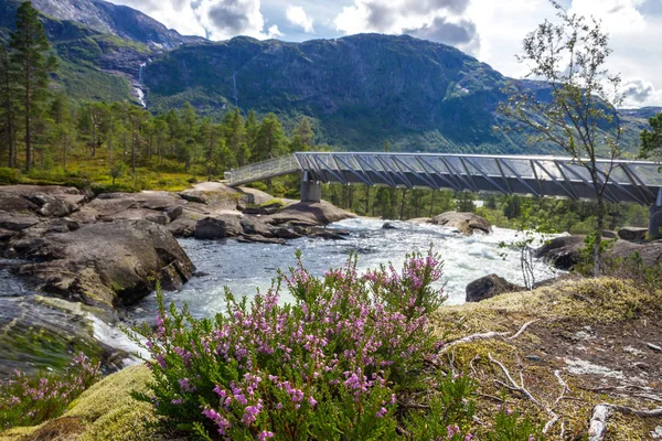 挪威的Likholefossen瀑布和山区河流 — 图库照片
