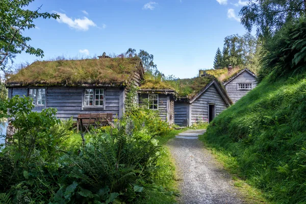 Case Legno Antico Villaggio Norvegia — Foto Stock