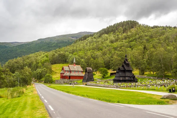 Vindhellavegen Стара Дорога Церкви Боргунді Норвегія — стокове фото