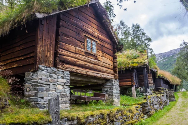Houten Hutten Het Dorp Stalheim Noorwegen — Stockfoto