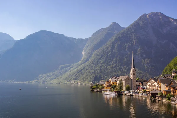 Avusturya Hallstatt Gölü Nde Sabah — Stok fotoğraf